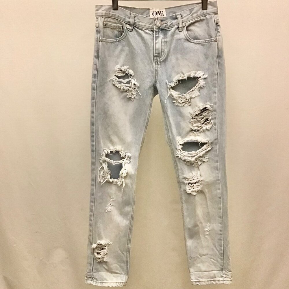 One Teaspoon 25 Awesome Baggies Women’s Jeans Low Waist Medium Rise Distressed - Picture 2 of 9